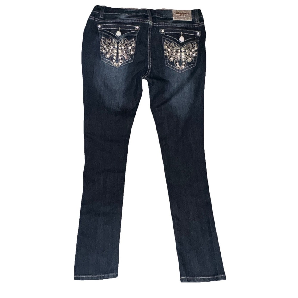 Montana Jeans Gems Bling Dark Wash Stretch Low Rise Skinny MJ660 Women's 11/12